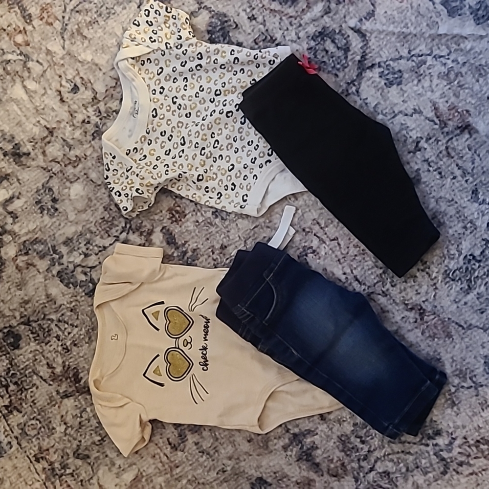 Two 0-3 month baby girl outfits